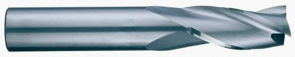 RobbJack - 9/16", 1-1/4" LOC, 9/16" Shank Diam, 3-1/2" OAL, 3 Flute, Solid Carbide Square End Mill - Single End, Uncoated, Spiral Flute, 30° Helix, Centercutting, Right Hand Cut, Right Hand Flute, Series C1-301 - Eagle Tool & Supply
