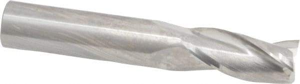 RobbJack - 1/2", 1" LOC, 1/2" Shank Diam, 3" OAL, 3 Flute, Solid Carbide Square End Mill - Single End, Uncoated, Spiral Flute, 30° Helix, Centercutting, Right Hand Cut, Right Hand Flute, Series C1-301 - Eagle Tool & Supply