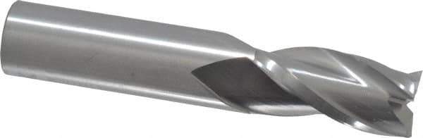 RobbJack - 3/4", 1-1/2" LOC, 3/4" Shank Diam, 4" OAL, 3 Flute, Solid Carbide Square End Mill - Single End, Uncoated, Spiral Flute, 30° Helix, Centercutting, Right Hand Cut, Right Hand Flute, Series C1-301 - Eagle Tool & Supply