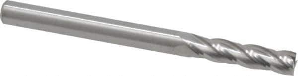 RobbJack - 1/8", 1/2" LOC, 1/8" Shank Diam, 1-1/2" OAL, 4 Flute, Solid Carbide Square End Mill - Single End, Uncoated, Spiral Flute, 30° Helix, Centercutting, Right Hand Cut, Right Hand Flute, Series C1-401 - Eagle Tool & Supply