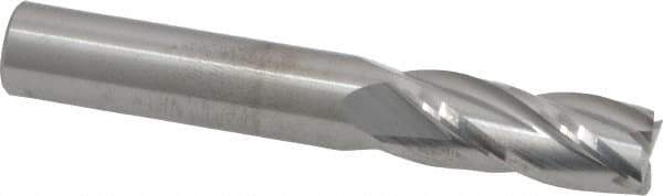 RobbJack - 3/8", 7/8" LOC, 3/8" Shank Diam, 2-1/2" OAL, 4 Flute, Solid Carbide Square End Mill - Single End, Uncoated, Spiral Flute, 30° Helix, Centercutting, Right Hand Cut, Right Hand Flute, Series C1-401 - Eagle Tool & Supply