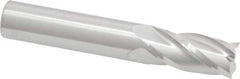 RobbJack - 1/2", 1" LOC, 1/2" Shank Diam, 3" OAL, 4 Flute, Solid Carbide Square End Mill - Single End, Uncoated, Spiral Flute, 30° Helix, Centercutting, Right Hand Cut, Right Hand Flute, Series C1-401 - Eagle Tool & Supply