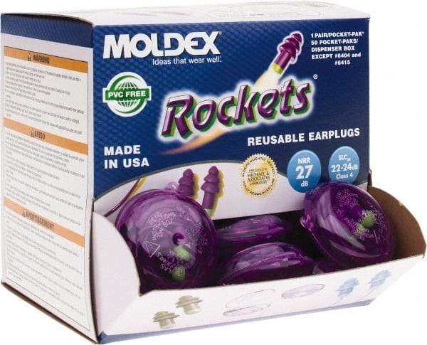 Moldex - Reusable, Corded, 27 dB, Flange Earplugs - Purple, 50 Pairs - Eagle Tool & Supply