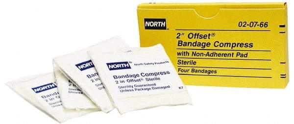 North - 2" Long x 2" Wide, General Purpose Compress - White, Compress Offset, Gauze Bandage - Eagle Tool & Supply