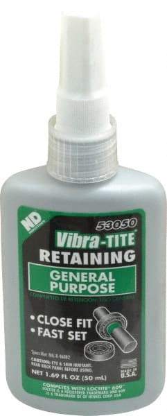 Vibra-Tite - 50 mL Bottle, Green, High Strength Liquid Retaining Compound - Series 530, 24 hr Full Cure Time - Eagle Tool & Supply
