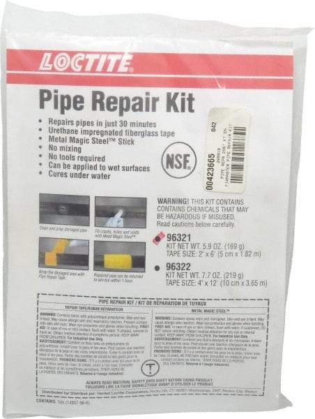 Loctite - 2"x6'" Pipe Fixmastr Pipe Repair Kit - For Onsite Repairs of Cracked Pipes & Damaged Pipe Joints - Eagle Tool & Supply