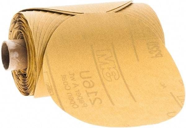 3M - Adhesive PSA Disc - Extra Fine Grade, Gold, Paper Backing, Flexible, Use with Random Orbital Sanders - Eagle Tool & Supply