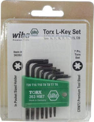 Wiha - 7 Piece T6 to T20 L-Key Short Arm Torx Key Set - T6, T7, T8, T9, T10, T15, T20 Torx Size - Eagle Tool & Supply