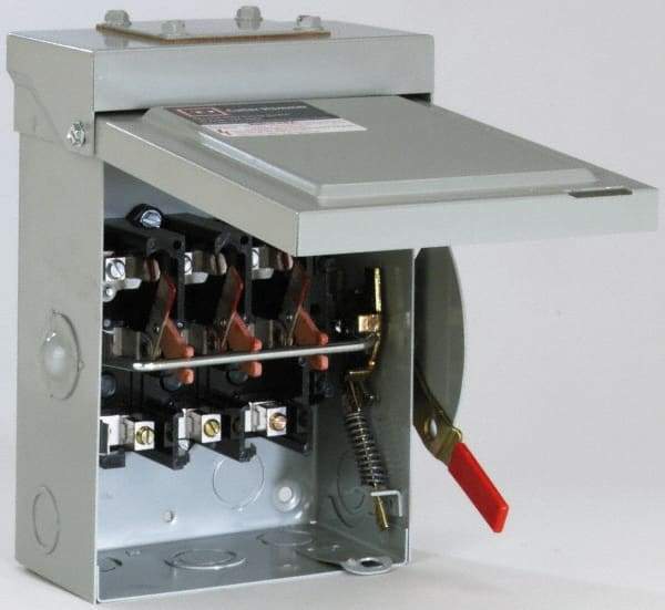Eaton Cutler-Hammer - 200 Amp, 240 VAC, 3 Pole Fused Safety Switch - NEMA 1, 1 Phase, 15 hp at 240 VAC (Single Phase), 25 to 30 hp at 240 VAC (Triple Phase), 3PST Contact Form - Eagle Tool & Supply