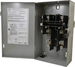 Eaton Cutler-Hammer - 60 Amp, 240 VAC, 2 Pole Fused Safety Switch - NEMA 1, 1 Phase, 3 to 10 hp at 240 VAC (Single Phase), 7-1/2 to 15 hp at 240 VAC (Triple Phase), DPST Contact Form - Eagle Tool & Supply