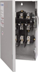 Eaton Cutler-Hammer - 60 Amp, 240 VAC, 3 Pole Fused Safety Switch - NEMA 1, 1 Phase, 3 to 10 hp at 240 VAC (Single Phase), 7-1/2 to 15 hp at 240 VAC (Triple Phase), 3PST Contact Form - Eagle Tool & Supply