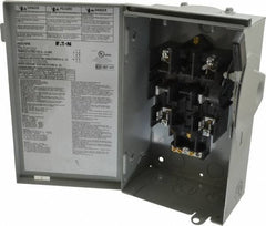Eaton Cutler-Hammer - 30 Amp, 240 VAC, 2 Pole Fused Safety Switch - NEMA 3R, 3 Phase, 1-1/2 to 3 hp at 240 VAC (Single Phase), 3 to 7-1/2 hp at 240 VAC (Triple Phase), DPST Contact Form - Eagle Tool & Supply