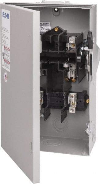 Eaton Cutler-Hammer - 60 Amp, 240 VAC, 2 Pole Fused Safety Switch - NEMA 3R, 3 Phase, 3 to 10 hp at 240 VAC (Single Phase), 7-1/2 to 15 hp at 240 VAC (Triple Phase), DPST Contact Form - Eagle Tool & Supply