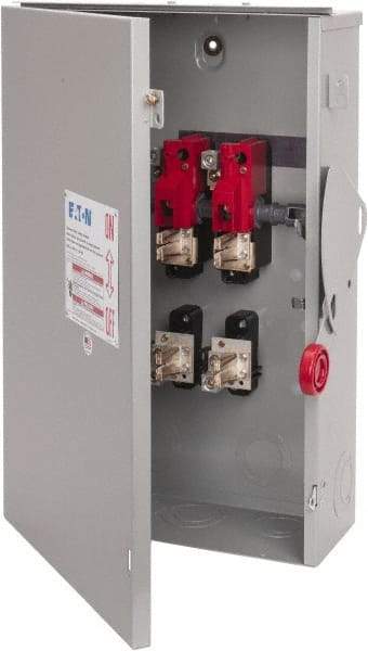 Eaton Cutler-Hammer - 200 Amp, 240 VAC, 2 Pole Fused Safety Switch - NEMA 3R, 3 Phase, 15 to 25 hp at 240 VAC\xA0 (Single Phase), 50 hp at 240 VAC (Triple Phase), DPST Contact Form - Eagle Tool & Supply