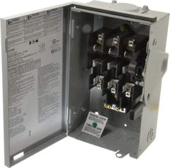 Eaton Cutler-Hammer - 30 Amp, 240 VAC, 3 Pole Fused Safety Switch - NEMA 3R, 3 Phase, 1-1/2 to 3 hp at 240 VAC (Single Phase), 3 to 7-1/2 hp at 240 VAC (Triple Phase), 3PST Contact Form - Eagle Tool & Supply