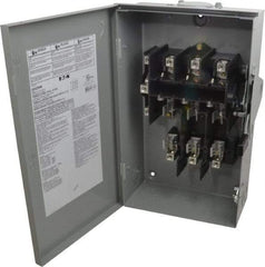 Eaton Cutler-Hammer - 60 Amp, 240 VAC, 3 Pole Fused Safety Switch - NEMA 3R, 3 Phase, 3 to 10 hp at 240 VAC (Single Phase), 7-1/2 to 15 hp at 240 VAC (Triple Phase), 3PST Contact Form - Eagle Tool & Supply