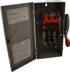 Eaton Cutler-Hammer - 60 Amp, 250 VDC, 480-600 VAC, 3 Pole Fused Safety Switch - NEMA 1, 1 Phase, 20 hp at 480 VAC, 25 hp at 600 VAC (Single Phase), 30 hp at 480 VAC, 50 hp at 600 VAC (Triple Phase), 3PST Contact Form - Eagle Tool & Supply
