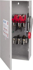 Eaton Cutler-Hammer - 100 Amp, 250 VDC, 480-600 VAC, 3 Pole Fused Safety Switch - NEMA 1, 1 Phase, 30 hp at 480 VAC, 40 hp at 600 VAC (Single Phase), 60 hp at 480 VAC, 75 hp at 600 VAC (Triple Phase), 3PST Contact Form - Eagle Tool & Supply