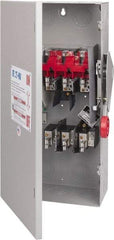 Eaton Cutler-Hammer - 100 Amp, 250 VDC, 480-600 VAC, 3 Pole Fused Safety Switch - NEMA 1, 1 Phase, 30 hp at 480 VAC, 40 hp at 600 VAC (Single Phase), 60 hp at 480 VAC, 75 hp at 600 VAC (Triple Phase), 3PST Contact Form - Eagle Tool & Supply