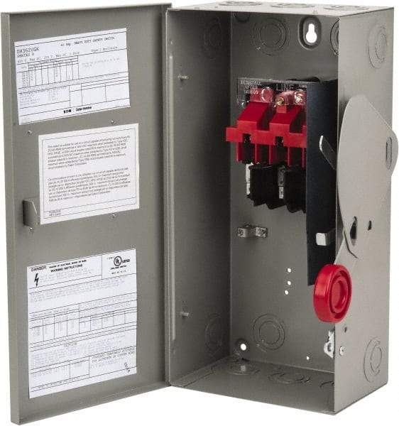 Eaton Cutler-Hammer - 60 Amp, 250 VDC, 480-600 VAC, 3 Pole Nonfused Safety Switch - NEMA 1, 1 Phase, 20 hp at 480 VAC, 25 hp at 600 VAC (Single Phase), 50 hp at 480 VAC, 60 hp at 600 VAC (Triple Phase), 3PST Contact Form - Eagle Tool & Supply