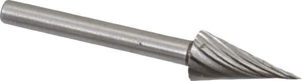 Made in USA - 1/4" Cut Diam, 1/8" Shank Diam, Cone Head Single Cut Burr - High Speed Steel, Point End, 1/2" LOC, 1-1/2" OAL - Eagle Tool & Supply