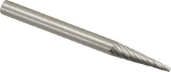 Made in USA - 1/8" Cut Diam, 1/8" Shank Diam, Cone Head Single Cut Burr - High Speed Steel, Point End, 9/16" LOC, 1-1/2" OAL - Eagle Tool & Supply
