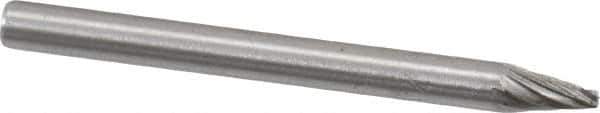 Made in USA - 1/8" Cut Diam, 1/8" Shank Diam, Cone Head Single Cut Burr - High Speed Steel, Point End, 1/4" LOC, 1-1/2" OAL - Eagle Tool & Supply