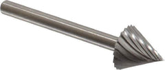 Made in USA - 3/8" Cut Diam, 1/8" Shank Diam, Cone Head Single Cut Burr - High Speed Steel, Point End, 3/8" LOC, 1-1/2" OAL - Eagle Tool & Supply
