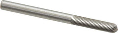 Made in USA - 1/8" Cut Diam, 1/8" Shank Diam, Cylinder with Radius Head Single Cut Burr - High Speed Steel, Radius End, 5/8" LOC, 1-1/2" OAL - Eagle Tool & Supply