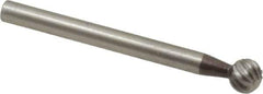 Made in USA - 3/16" Cut Diam, 1/8" Shank Diam, Ball Head Single Cut Burr - High Speed Steel, Radius End, 3/16" LOC, 1-1/2" OAL - Eagle Tool & Supply