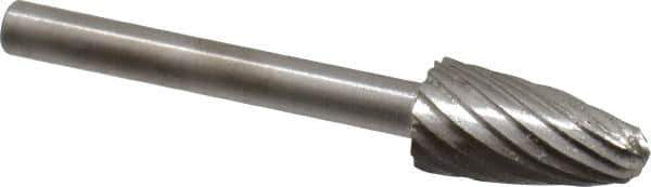 Made in USA - 1/4" Cut Diam, 1/8" Shank Diam, Tree with Radius Head Single Cut Burr - High Speed Steel, Radius End, 1/2" LOC, 1-1/2" OAL - Eagle Tool & Supply