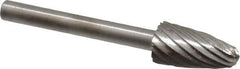 Made in USA - 1/4" Cut Diam, 1/8" Shank Diam, Tree with Radius Head Single Cut Burr - High Speed Steel, Radius End, 1/2" LOC, 1-1/2" OAL - Eagle Tool & Supply