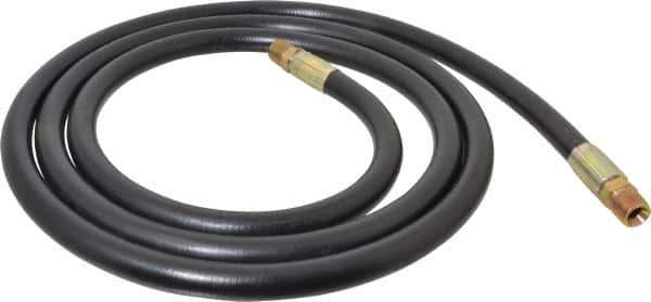 Made in USA - 1/2" Inside x 55/64" Outside Diam, 4,000 psi Working Pressure, Hydraulic Hose - 1/2-14 Thread, 120" Long, 10-1/2' Standard Coil Length, 7" Bend Radius, Nitrile Rubber, -40 to 121°C Max - Eagle Tool & Supply