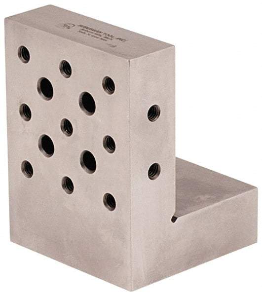 Suburban Tool - 3" Wide x 4" Deep x 3" High Steel Precision-Ground Angle Plate - Standard Plate, Machined Holes on Surface, Open End, 1" Thick, Pair of Plates - Eagle Tool & Supply