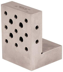 Suburban Tool - 3" Wide x 4" Deep x 3" High Steel Precision-Ground Angle Plate - Standard Plate, Machined Holes on Surface, Open End, 1" Thick, Pair of Plates - Eagle Tool & Supply