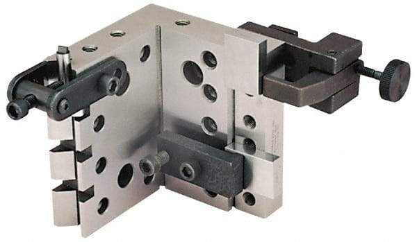 Suburban Tool - 4" Wide x 4" Deep x 4-1/2" High Steel Precision-Ground Angle Plate - V-Step Plate, Machined Holes on Surface, Open End, 1" Thick, Pair of Plates - Eagle Tool & Supply