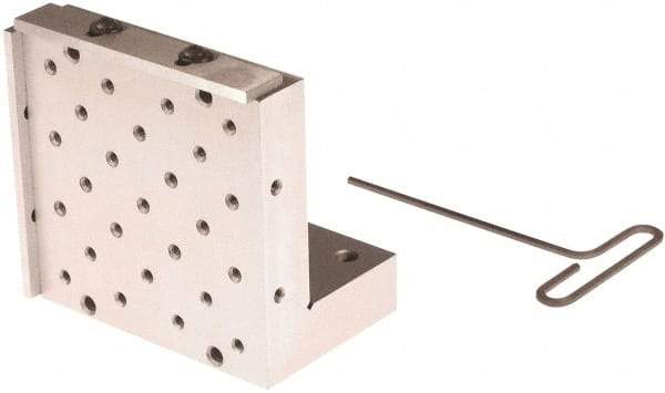 Suburban Tool - 6" Wide x 6" Deep x 4" High Steel Precision-Ground Angle Plate - Standard Plate, Machined Holes on Surface, Open End, 1-1/4" Thick, Pair of Plates - Eagle Tool & Supply