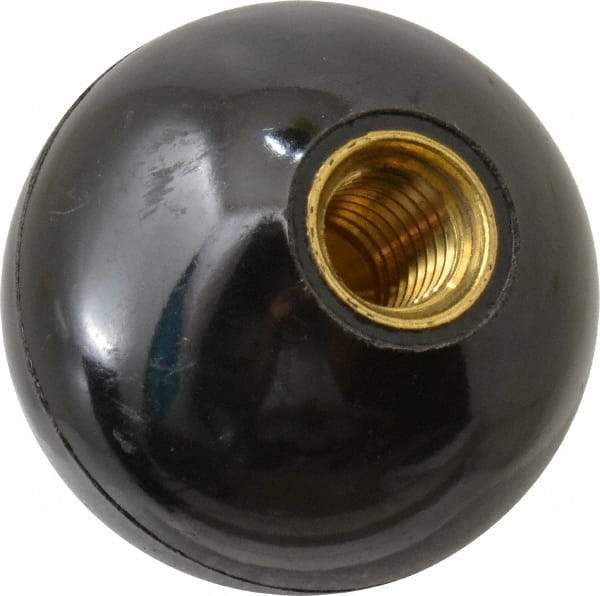 TE-CO - 1/2-13 Thread, 1-7/8" Diam, Plastic Ball Knob - Black, Plastic, Ball Grip, 5/8" Hole Depth - Eagle Tool & Supply