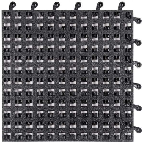 Wearwell - 18" Long x 18" Wide x 7/8" Thick, Anti-Fatigue Modular Matting Tiles - Male & Female, 4 Interlocking Sides, Black, For Dry & Wet Areas, Series 560 - Eagle Tool & Supply