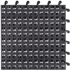 Wearwell - 18" Long x 18" Wide x 7/8" Thick, Anti-Fatigue Modular Matting Tiles - Male & Female, 4 Interlocking Sides, Black, For Dry & Wet Areas, Series 561 - Eagle Tool & Supply