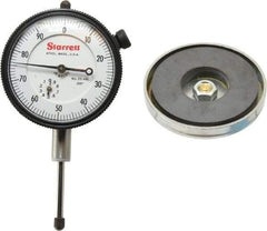 Starrett - 0.001" Graduation, 0-100 Dial Reading, Indicator & Base Kit - 0.34" Base Height, 2" Base Diam - Eagle Tool & Supply