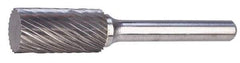 SGS Pro - 3/16" Cut Diam, 1/4" Shank Diam, Cylinder Head Single Cut Burr - Carbide, Flat End, 5/8" LOC, 2" OAL - Eagle Tool & Supply