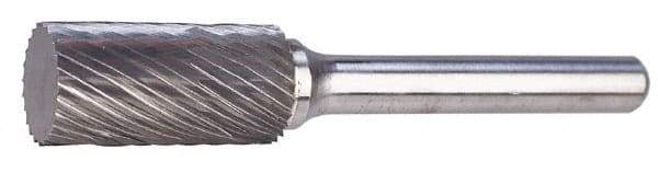 SGS Pro - 3/4" Cut Diam, 1/4" Shank Diam, Cylinder Head Single Cut Burr - Carbide, Flat End, 1" LOC, 2-3/4" OAL - Eagle Tool & Supply