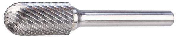 M.A. Ford - 5/32" Cut Diam, 1/4" Shank Diam, Cylinder with Radius Head Double Cut Burr - Carbide, Radius End, 5/8" LOC, 2" OAL - Eagle Tool & Supply