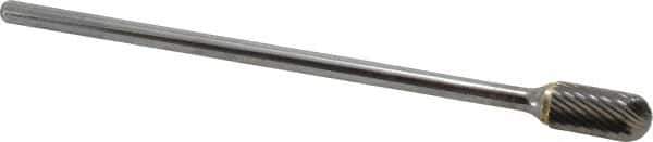 Atrax - 1/2" Cut Diam, 1/4" Shank Diam, Cylinder with Radius Head Single Cut Burr - Carbide, Radius End, 1" LOC, 7" OAL - Eagle Tool & Supply