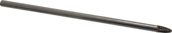 Atrax - 1/4" Cut Diam, 1/4" Shank Diam, Tree Head Single Cut Burr - Carbide, Radius End, 1/2" LOC, 6-3/4" OAL - Eagle Tool & Supply