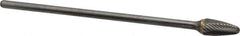 Atrax - 1/2" Cut Diam, 1/4" Shank Diam, Tree Head Single Cut Burr - Carbide, Radius End, 1" LOC, 7" OAL - Eagle Tool & Supply