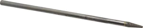 Atrax - 1/4" Cut Diam, 1/4" Shank Diam, Taper Head Single Cut Burr - Carbide, Radius End, 5/8" LOC, 6-5/8" OAL - Eagle Tool & Supply