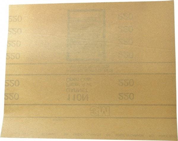 3M - 220 Grit, Garnet Sanding Sheet - 11" Long x 9" Wide, Very Fine Grade, A Weighted Paper Backing - Eagle Tool & Supply