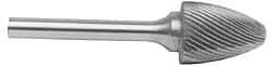 M.A. Ford - 1/4" Cut Diam, 1/8" Shank Diam, Tree with Radius Head Double Cut Burr - Carbide, Radius End, 1/2" LOC, 2" OAL - Eagle Tool & Supply